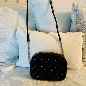 Rebecca Minkoff Black Quilted Crossbody with Silver Chain